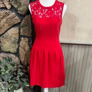 H&M Vibrant Red Lace Mini Dress